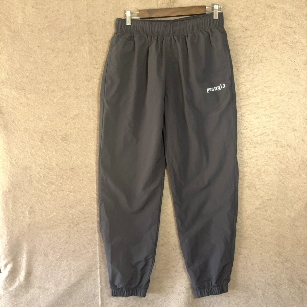 YoungLA Swish Joggers Mens Sz M Black‎ Track Pants 254 Logo Gym Workout